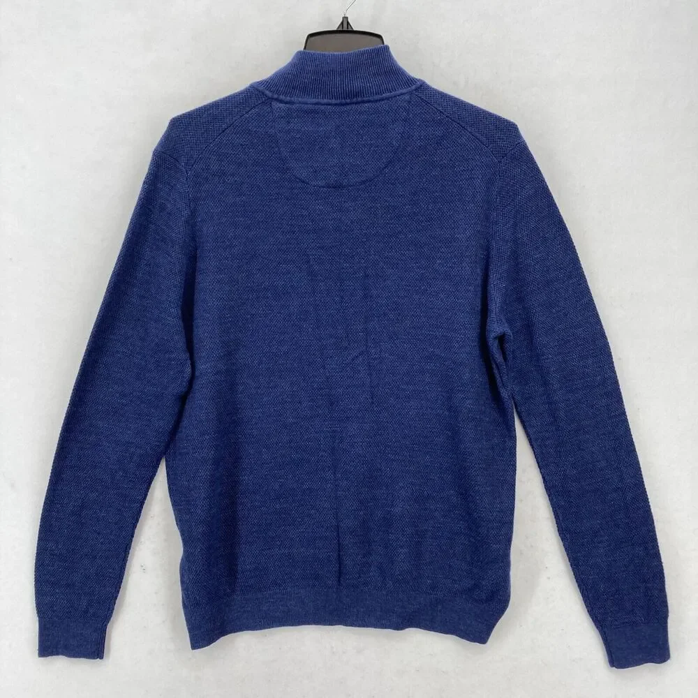 Tommy Bahama Merino Wool Blend Quarter Zip Sweater Sweatshirt Mens Small Blue - Picture 11 of 13